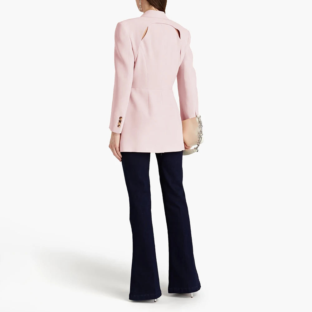 Notched Collar Spliced Pocket Blazers