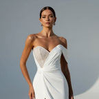 Slit Side Sequined Off Shoulder Bridal Gowns