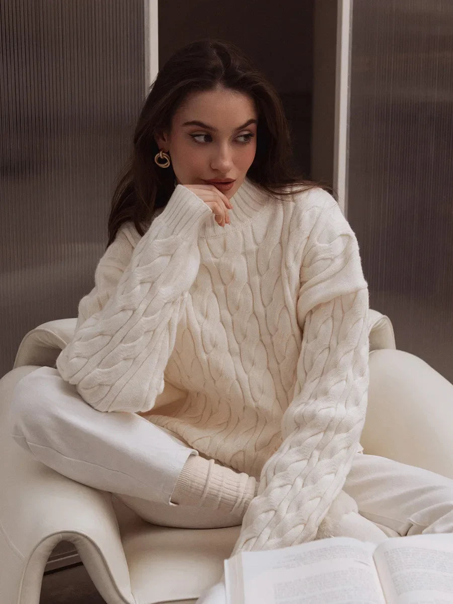 Bluebelle Cable Knit Turtleneck Sweater