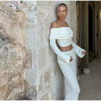 Knitted Crop Top & Split Skirt Beachwear Set