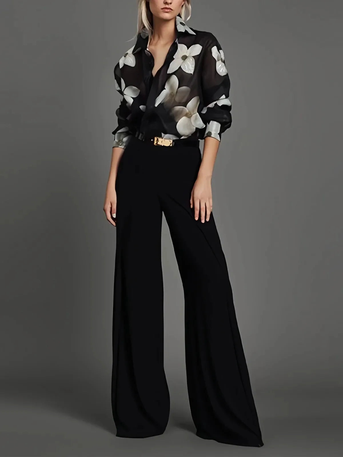 Floral Printed Lapel Blouses