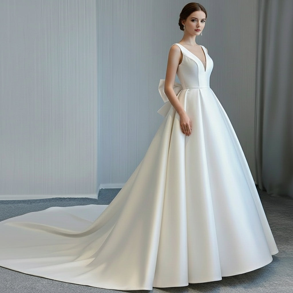 Big Bow Court train Robe De Mariee Wedding Dresses