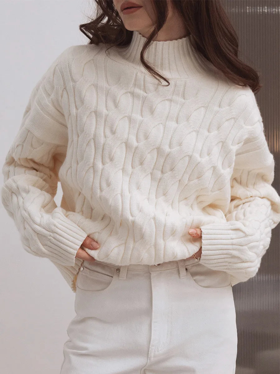Bluebelle Cable Knit Turtleneck Sweater