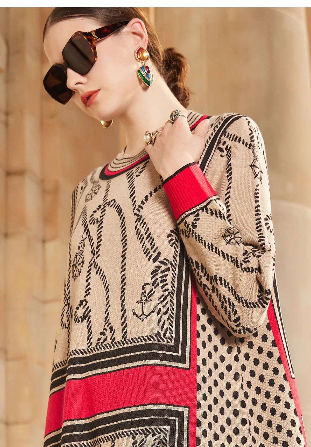 Loose Knitted Pullover Sweater Dress