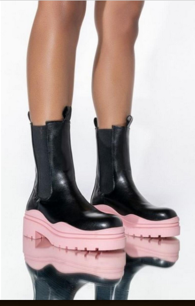 Ghosted Platform Pink Bottom Boots