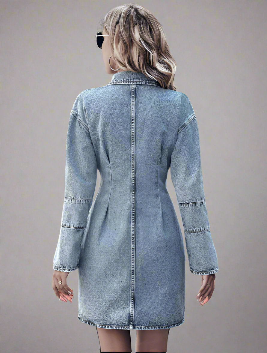 Retro Waist Controlled Denim Dress