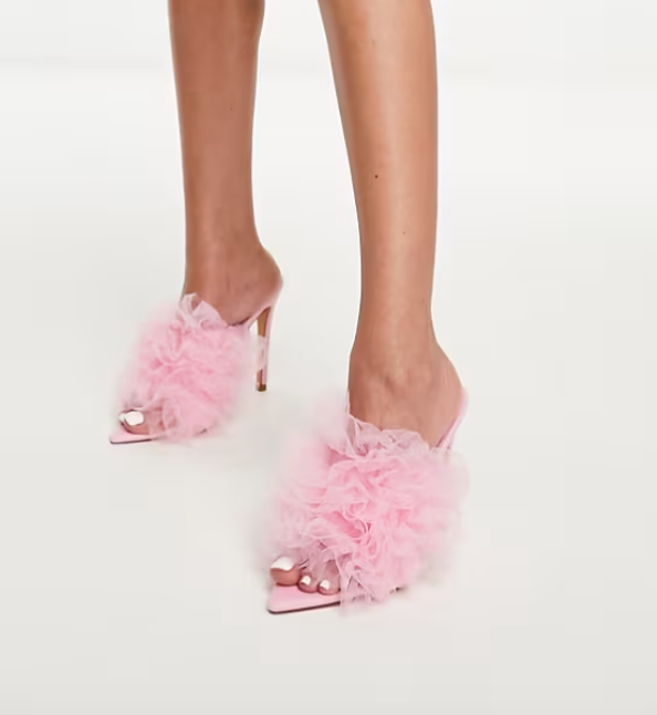 Birdie Pink Feather Mules