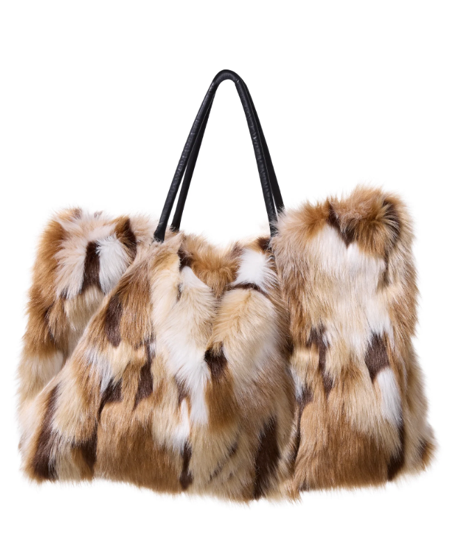 ROXANA-BROWNMULTI FAUX FUR HANDBAG