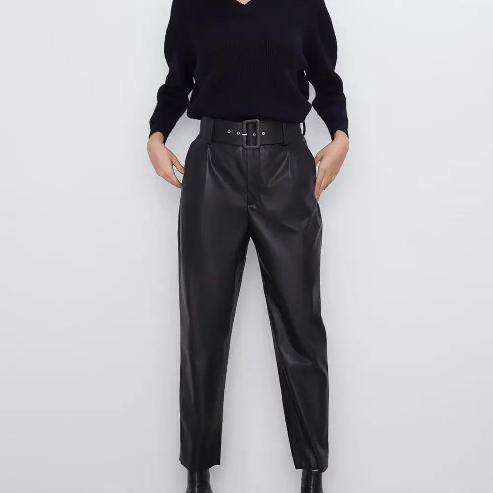 Classic Fashion Built-in Faux Leather Pants