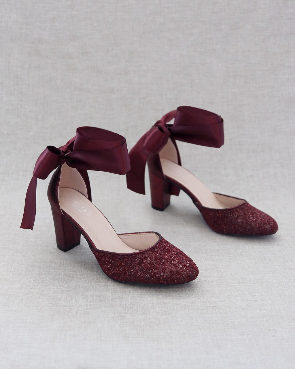 Rock Glitter Block Heel with Wrapped Satin Tie