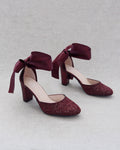 Rock Glitter Block Heel with Wrapped Satin Tie