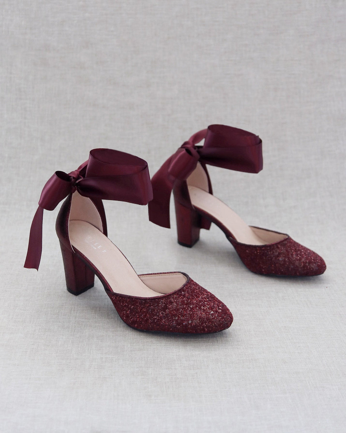 Rock Glitter Block Heel with Wrapped Satin Tie