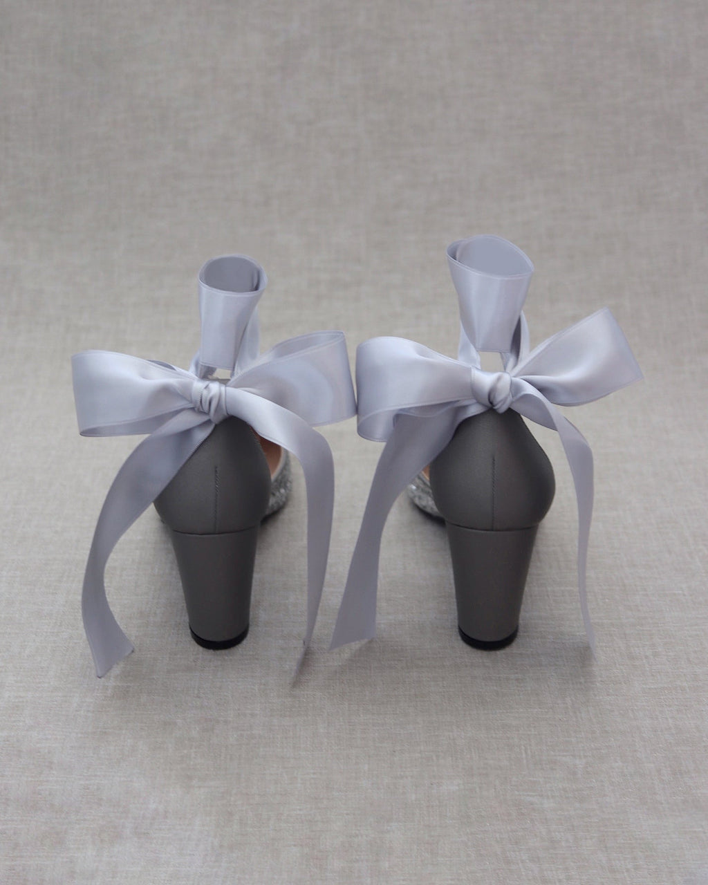 Rock Glitter Block Heel with Wrapped Satin Tie