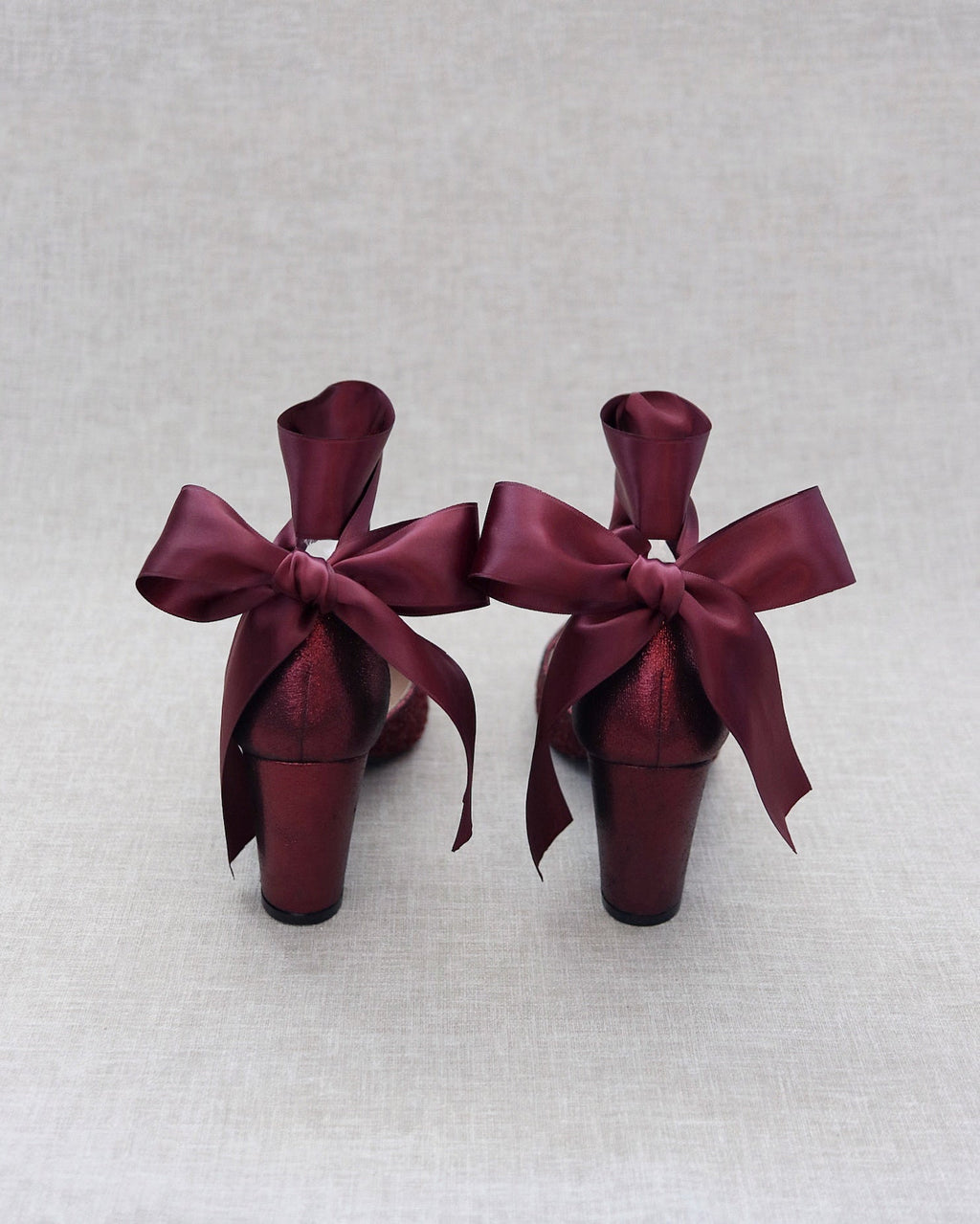 Rock Glitter Block Heel with Wrapped Satin Tie