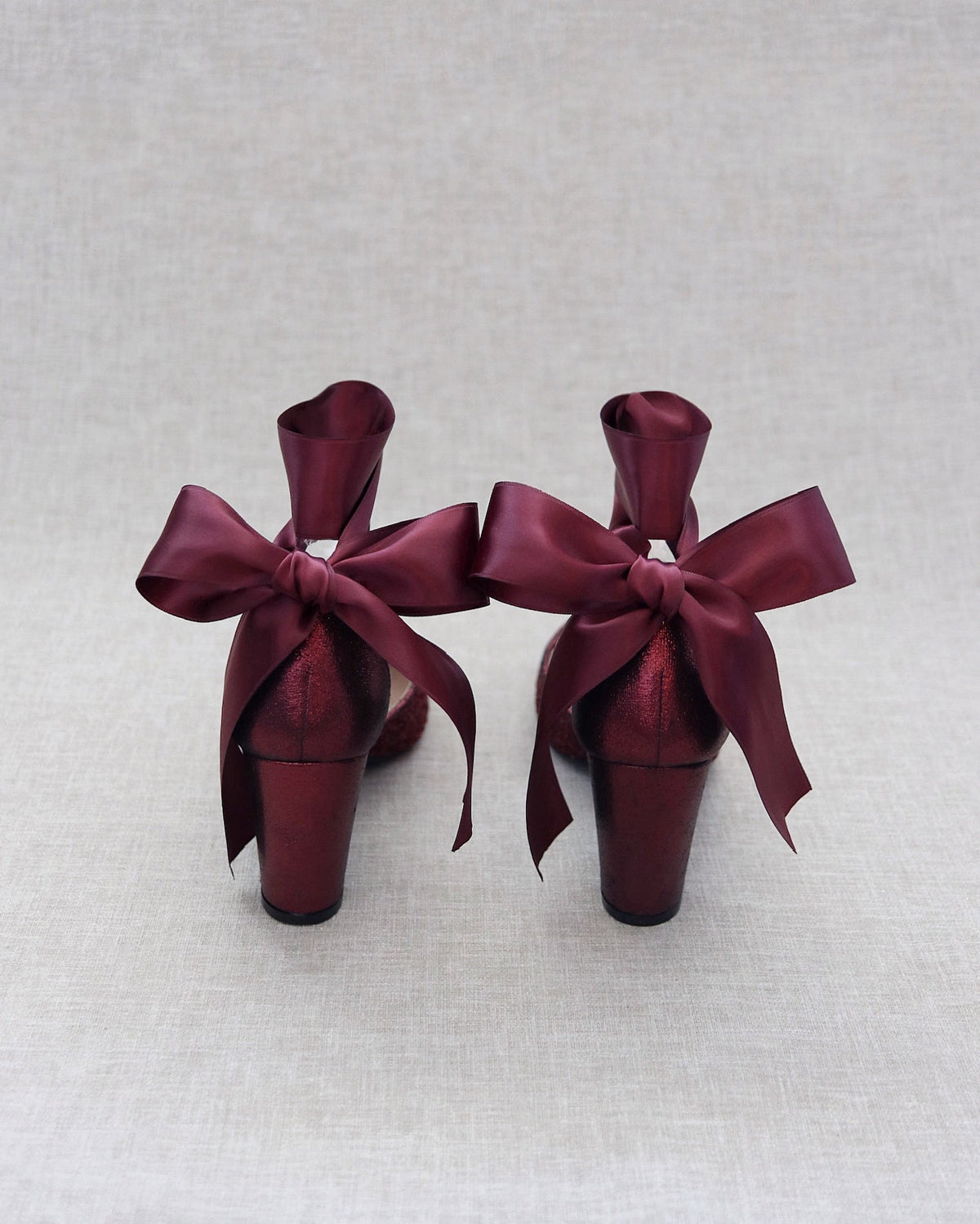 Rock Glitter Block Heel with Wrapped Satin Tie