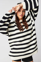 Striped Pullover Crew Neck Sweater