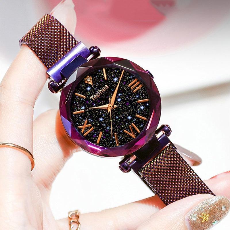New STEVVEX Luxury Women Watches Magnetic Starry Sky  Quartz Wristwatch Fashion Ladies Style  Wrist Watch For Women and Girls