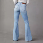 High Waist Elegant Cowboy Wide Leg Ripped Jeans
