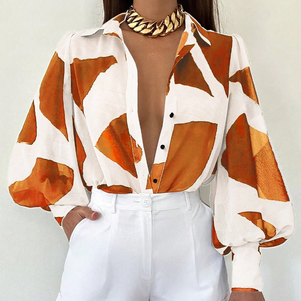 Animal Print Collar Blouse