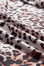 Leopard Mesh Smocked Neck Long Sleeve Bodysuit