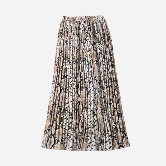 American Snake Print Pleated Skirt