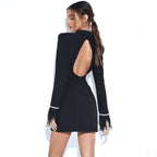 All-match Double Breasted Slim Fit Backless Business Suit