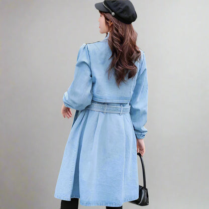 Long Denim Trench Coat