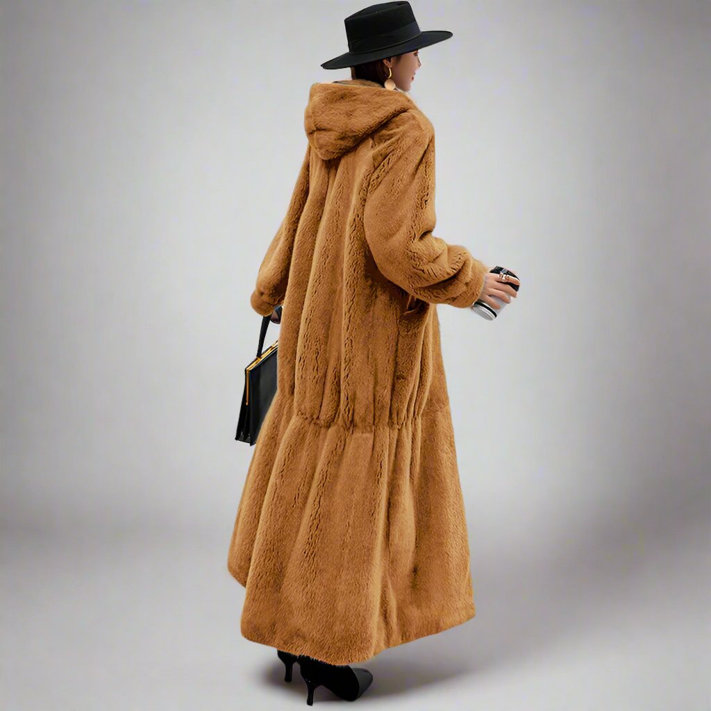 Hooded Long Fur Coat