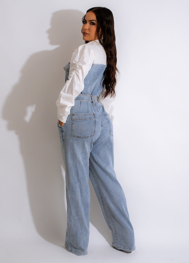 The Riviera — Wide Leg Denim Jumpsuit