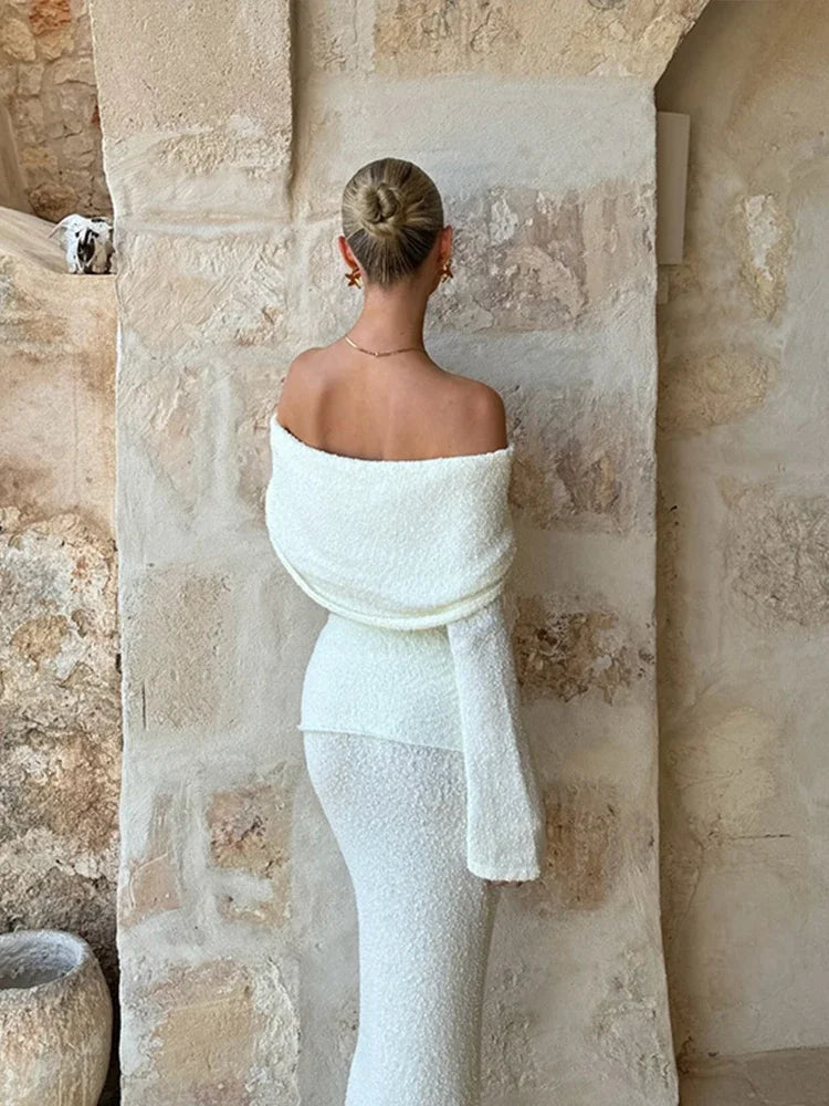 Knitted Crop Top & Split Skirt Beachwear Set