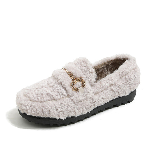 Fleece-lined Lamb Wool Loafer Shoes