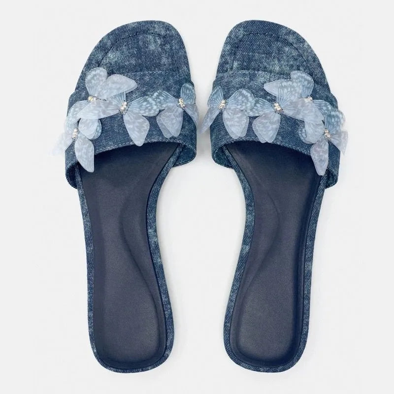 Denim Flower Slipper