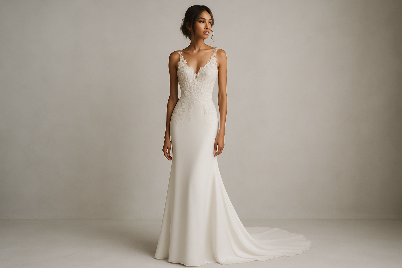 Average Height Model in Long High-End Wedding Gown