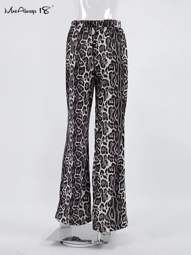 Leopard Printing Wide Legs Pants