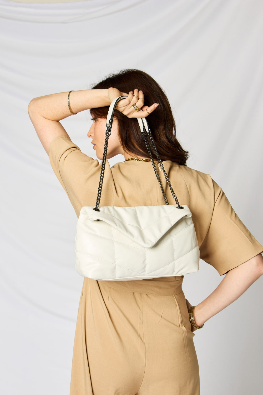 Beige Chain Handbag