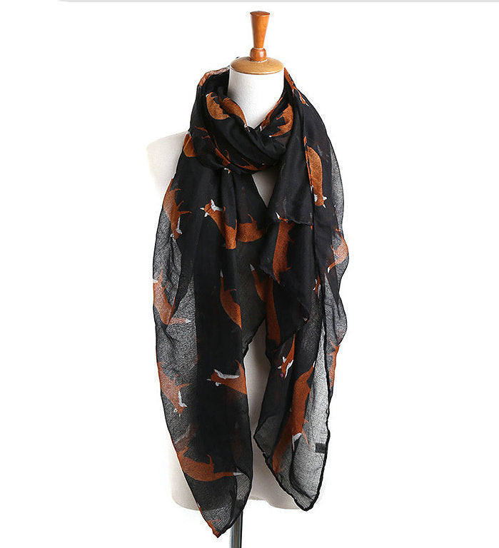 Grey Voile Fox Scarf