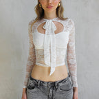Long Sleeve Tied Lace Top
