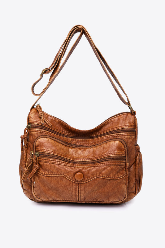 Brown PU Leather Crossbody Bag