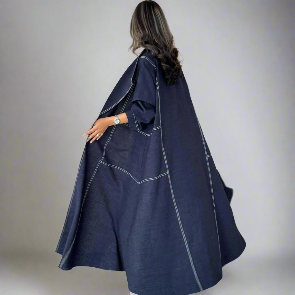 Open Line Denim Long Trench Coat