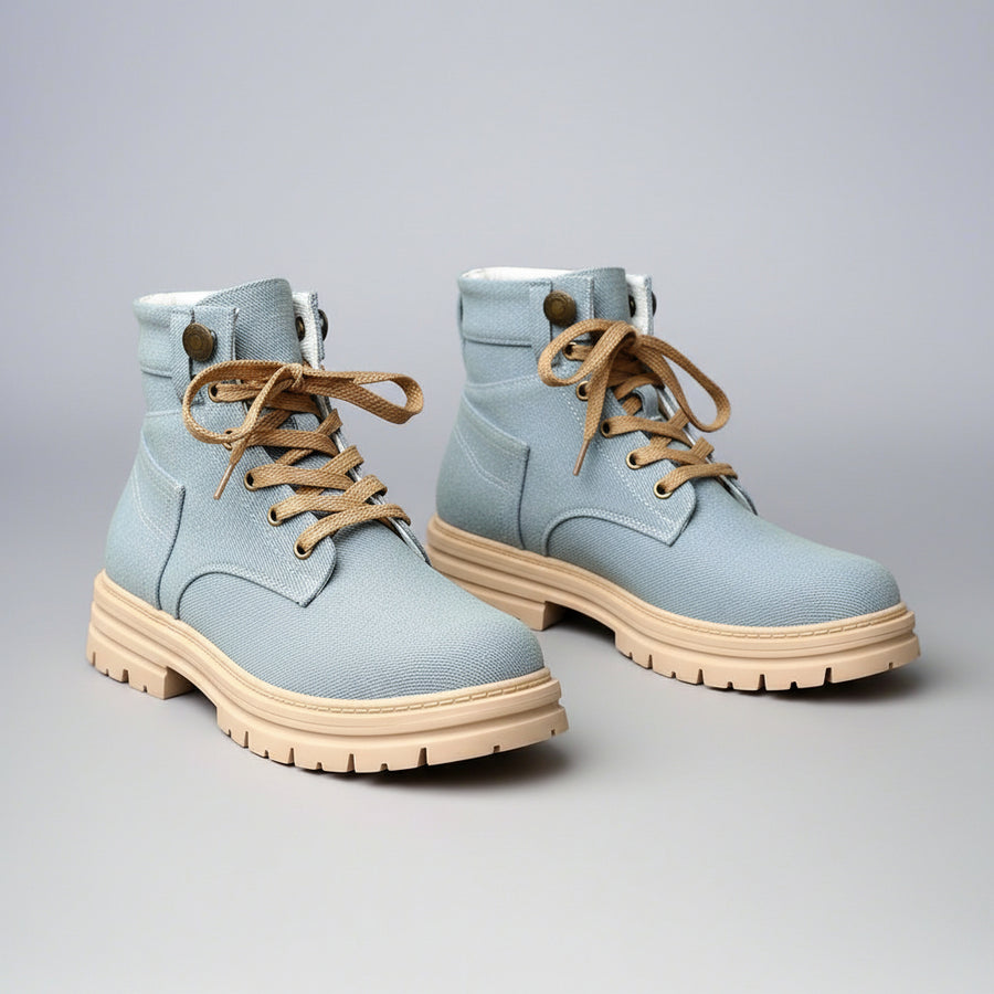 Lace-up Denim Ankle Boots