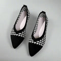 Elegant Houndstooth Knitted Ballet Flats
