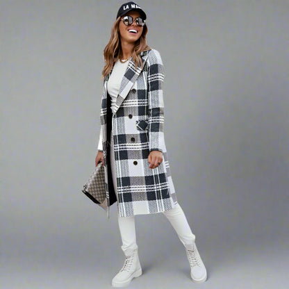 American Fashion Plaid Woolen Coat