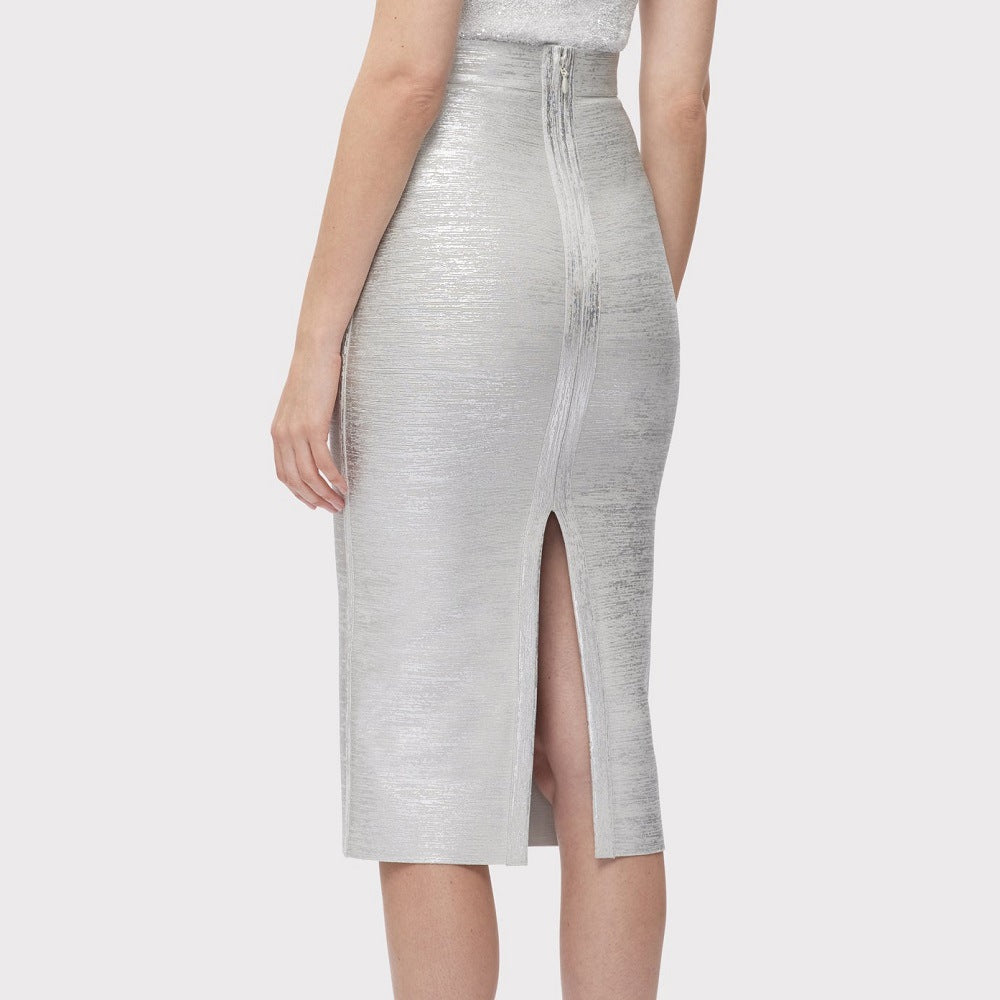 Split Metalic skirt