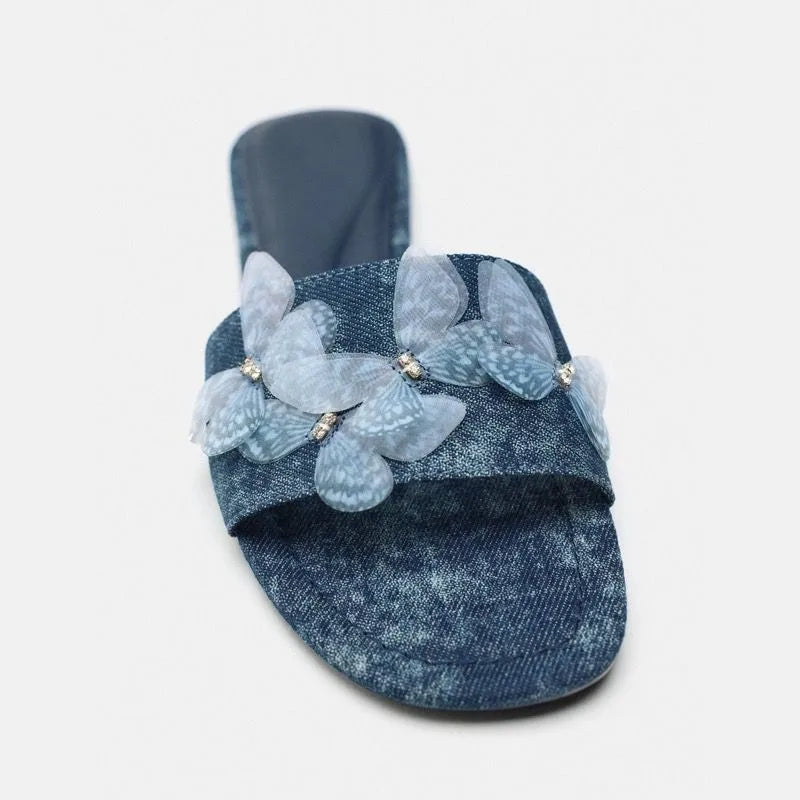 Denim Flower Slipper