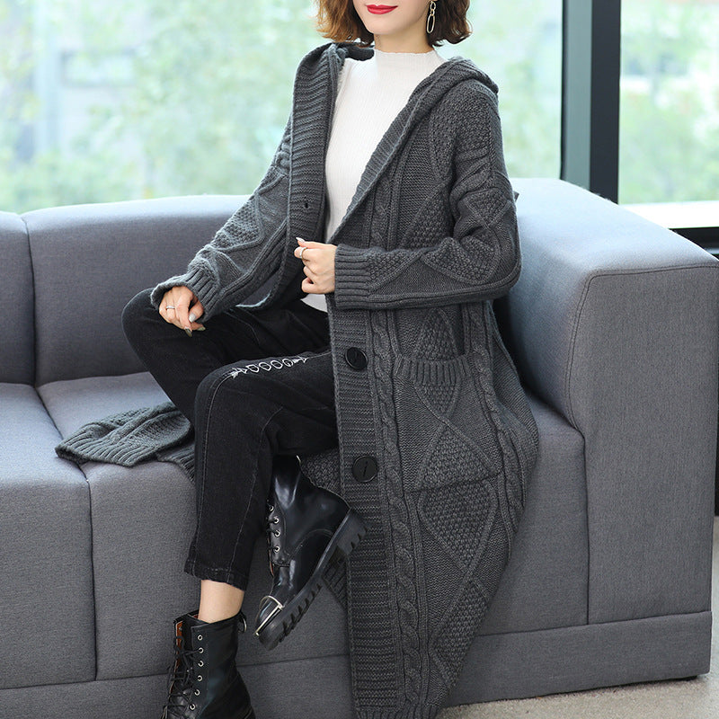 Yarn Twist Long Knitted Cardigan Coat