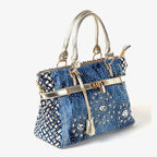 Diamond-Studded Denim Messenger Bag