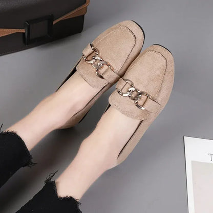 Spring Fashion Flat Shoes Women Quality Metal Slip on Loafer Shoes Ladies Flats Mocassins Big Size 35-41 Sapato Feminino 2021