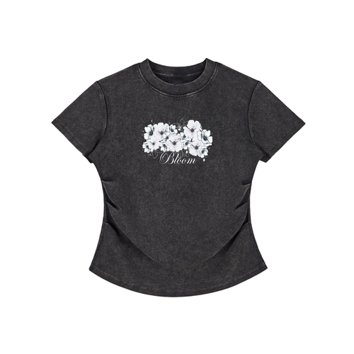 Vintage Washed Bodycon Cotton T-Shirt