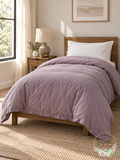 Garment Washed Solid Twin Duvet Cover Set in Lavender