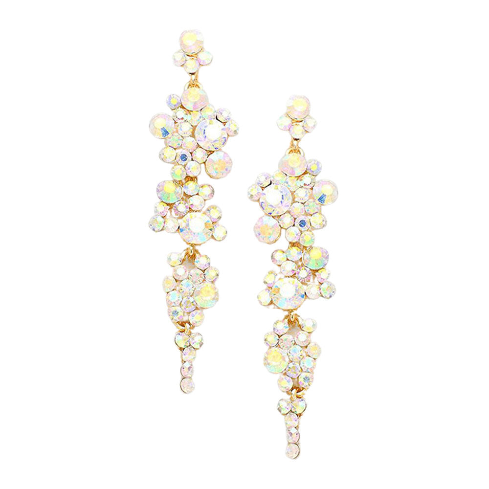Women's Bubble Stone Cluster Dangle Evening Earrings